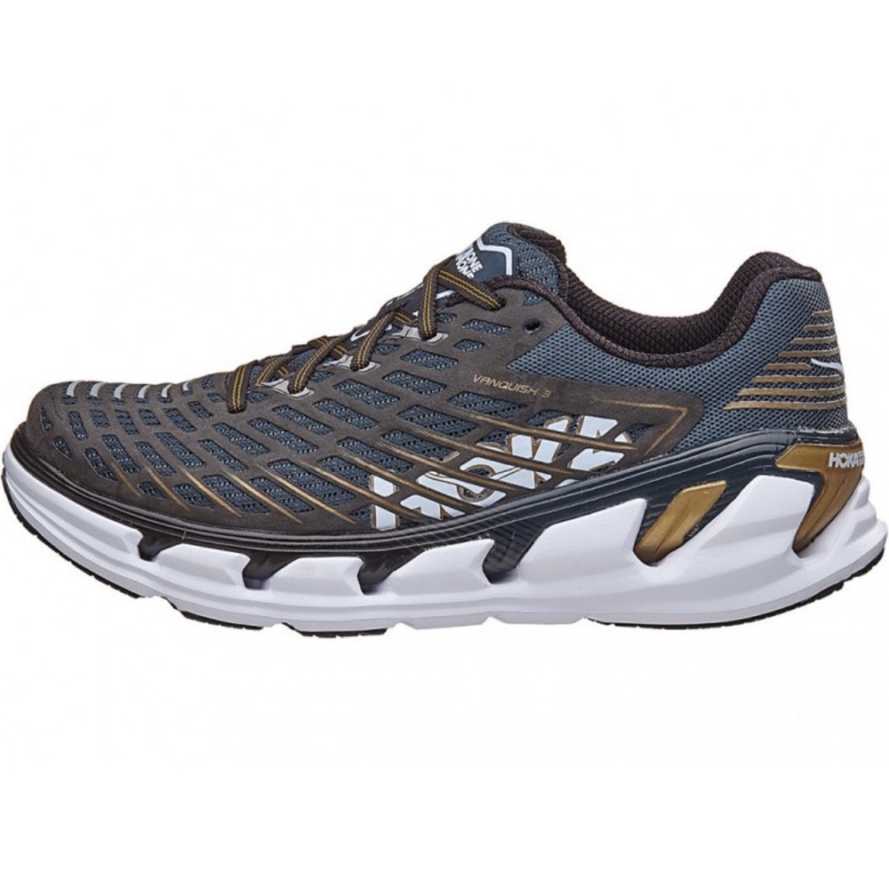Hoka vanquish 3 Athletic Shoes in Black and Gold